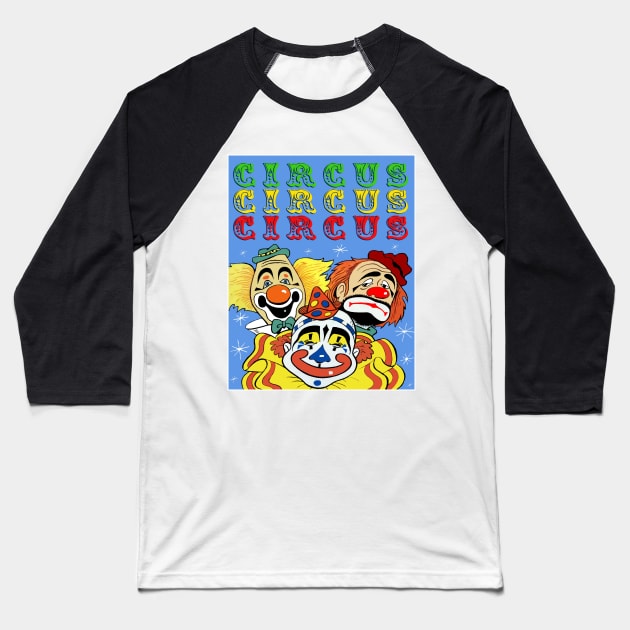 Circus Clowns Baseball T-Shirt by RockettGraph1cs